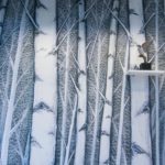 carta da parati Birches a tema naturalistico DeSign tronchi bianchi atmosfera rilassante